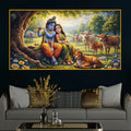 Elegant Radha Krishna Crystal Glass Painting for Spiritual Wall Decor