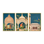 Elegant Rajasthan Palace Canvas Wall Art Painting Set of 3