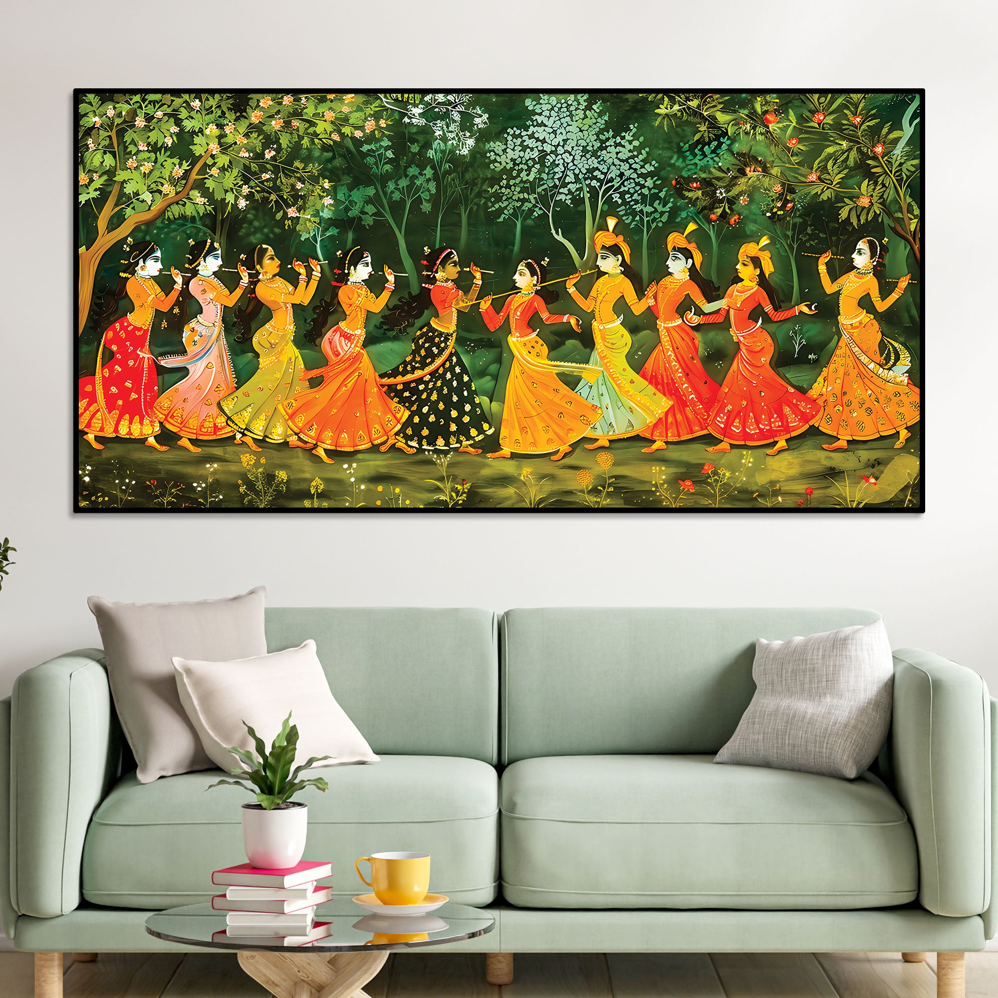 Elegant Raslila Spiritual Canvas Painting for Wall Décor
