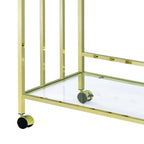 Elegant Rolling Bar Cart with Gold Finish & Glass Storage