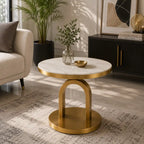 Elegant Round Center Table with White Marble Top