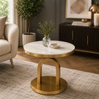 Elegant Round Center Table with White Marble Top