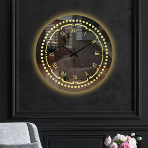 Elegant Round LED Mirror Wall Clock with Golden Dot Design