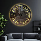 Elegant Round LED Mirror Wall Clock with Golden Dot Design