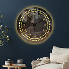 Elegant Round LED Mirror Wall Clock with Golden Dot Design