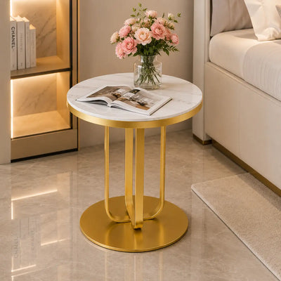 Elegant Round Table with Marble Finish Surface