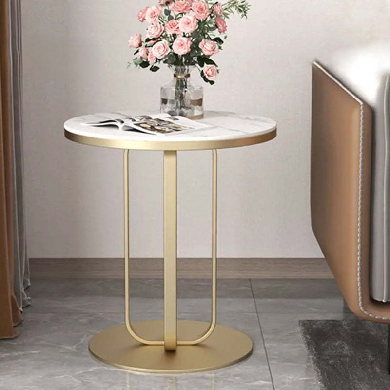 Elegant Round Table with Marble Finish Surface