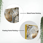 Elegant Royal Elephants in White & Golden Floral Garden 3D Canvas Wall Painting