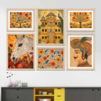 Elegant Royal Indian Wall Art Frame Set of 6