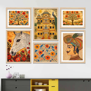 Elegant Royal Indian Wall Art Frame Set of 6