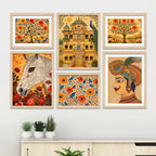Elegant Royal Indian Wall Art Frame Set of 6