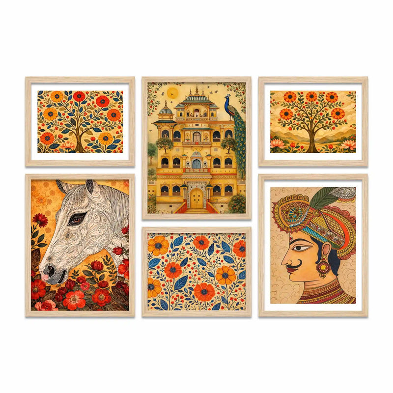 Elegant Royal Indian Wall Art Frame Set of 6