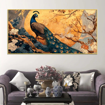 elegant-royal-peacock-under-a-golden-full-moon-canvas-wall-painting
