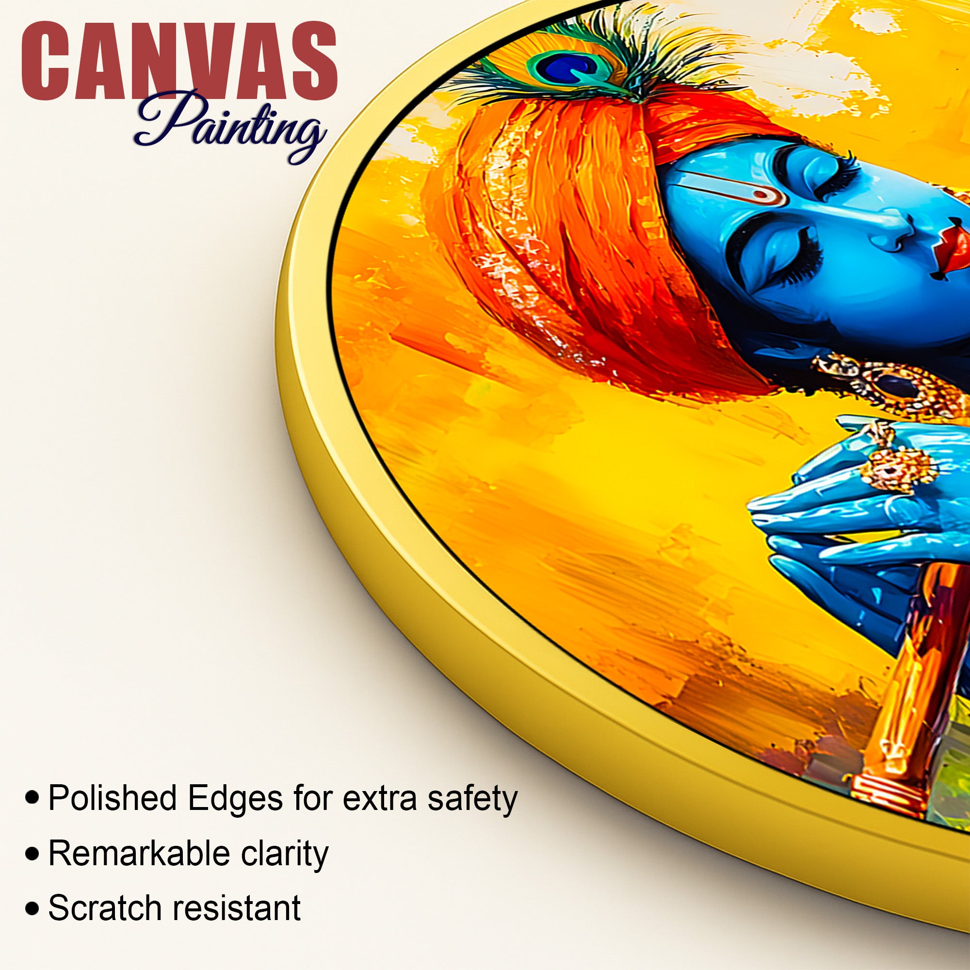 Elegant Shri Krishna Round Painting for Living Room