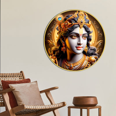  elegant-shri-krishna-round-wall-painting