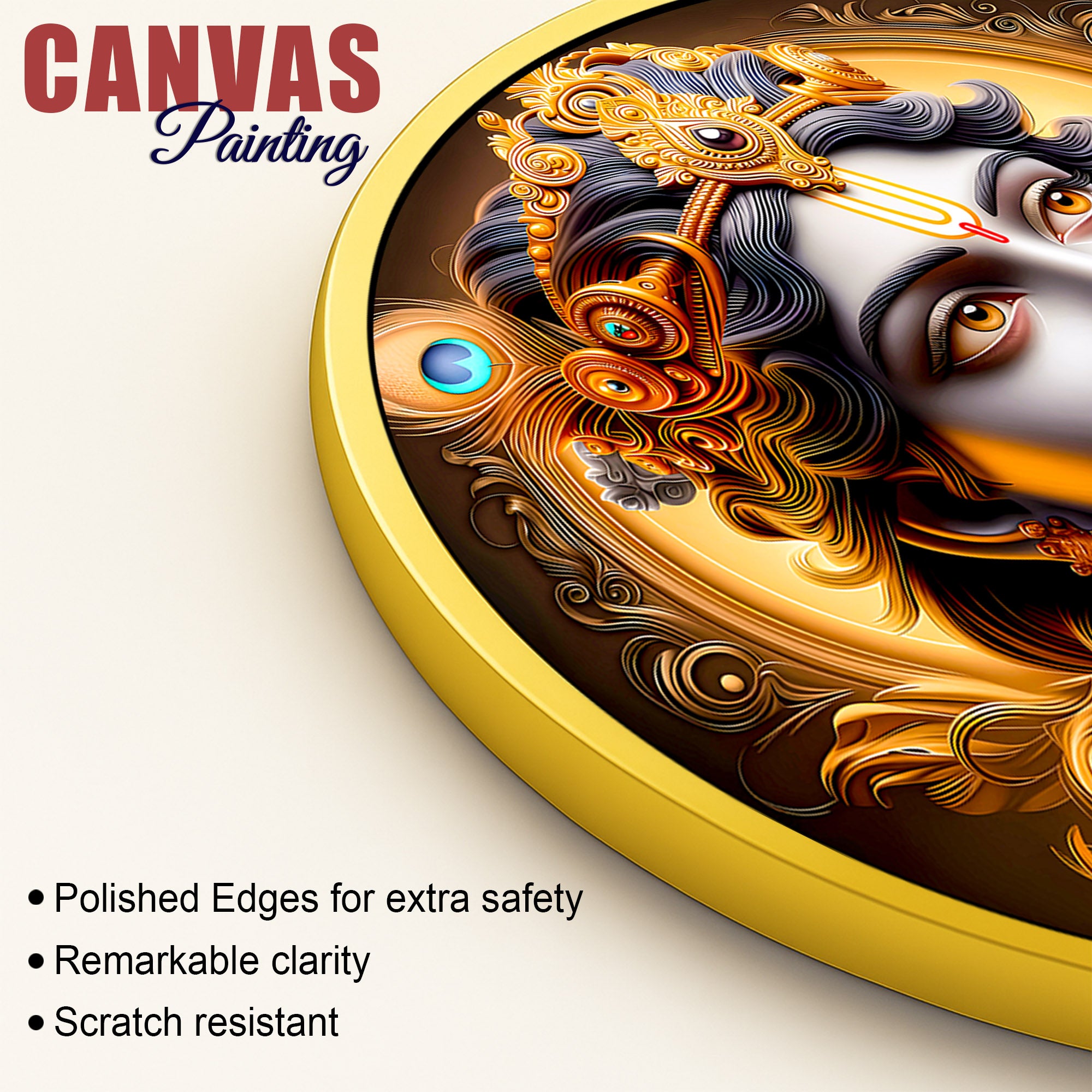 Elegant Shri Krishna Round Wall Painting