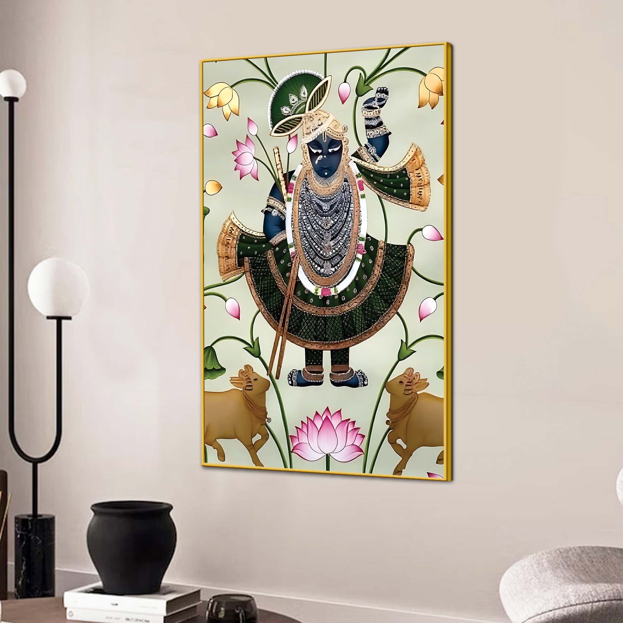 Elegant Shrinathji Pichwai Canvas Wall Painting | Handcrafted Look Pichwai Wall Decor