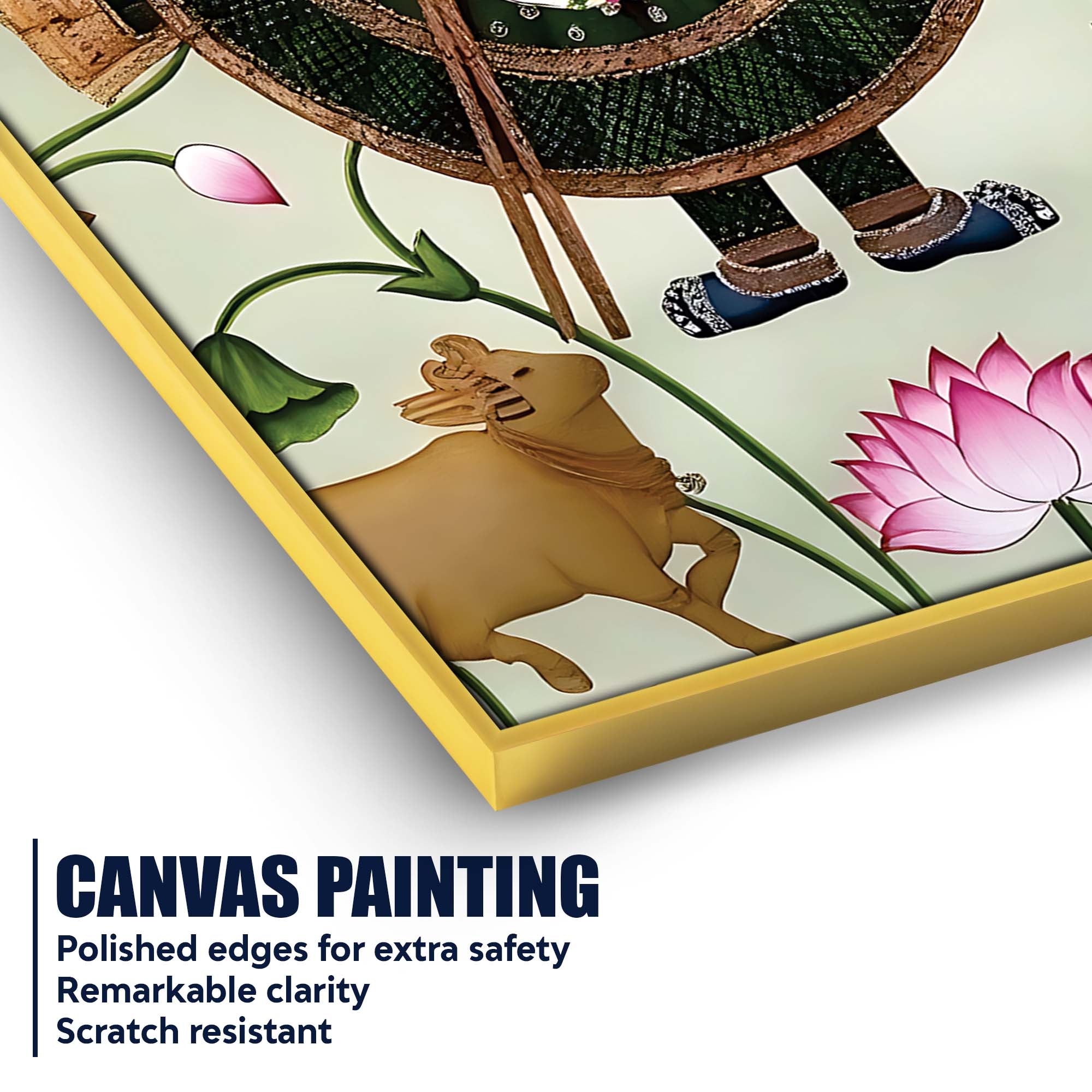 Elegant Shrinathji Pichwai Canvas Wall Painting | Handcrafted Look Pichwai Wall Decor