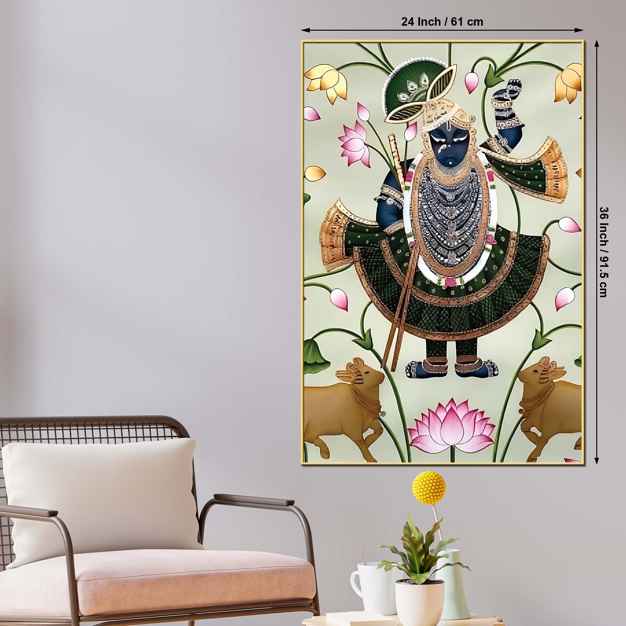 Elegant Shrinathji Pichwai Canvas Wall Painting | Handcrafted Look Pichwai Wall Decor