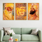 Elegant Sikh Devotional Home Decor Canvas Wall Painting Set of Three