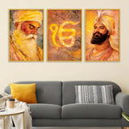 Elegant Sikh Devotional Home Decor Canvas Wall Painting Set of Three