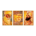 Elegant Sikh Devotional Home Decor Canvas Wall Painting Set of Three