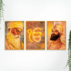 Elegant Sikh Devotional Home Decor Canvas Wall Painting Set of Three