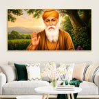 Elegant Sikh Guru Nanak Dev Ji Spiritual Wall Painting for Modern Home