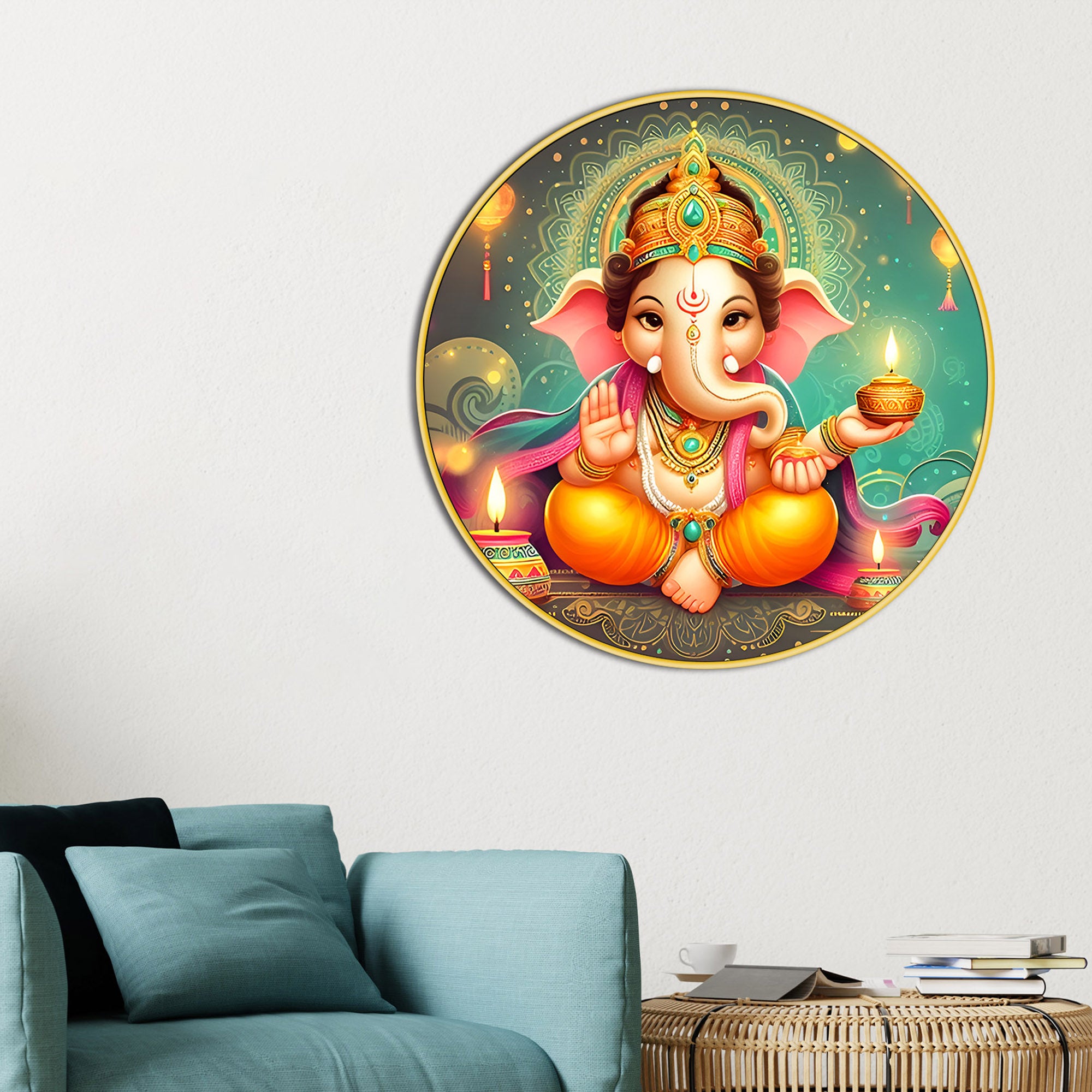 Elegant Spiritual Ganesha Canvas Painting for Home