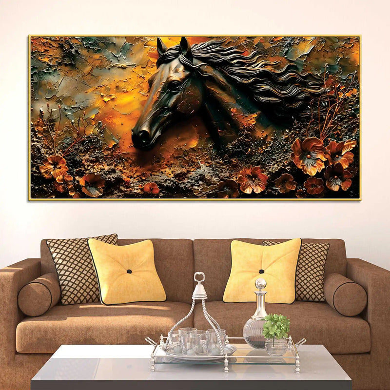 elegant-stallion-in-rustic-autumn-3d-textured-type-canvas-wall-painting