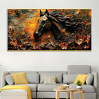 Elegant Stallion in Rustic Autumn 3D Textured Type Canvas Wall Painting
