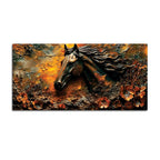 Elegant Stallion in Rustic Autumn 3D Textured Type Canvas Wall Painting