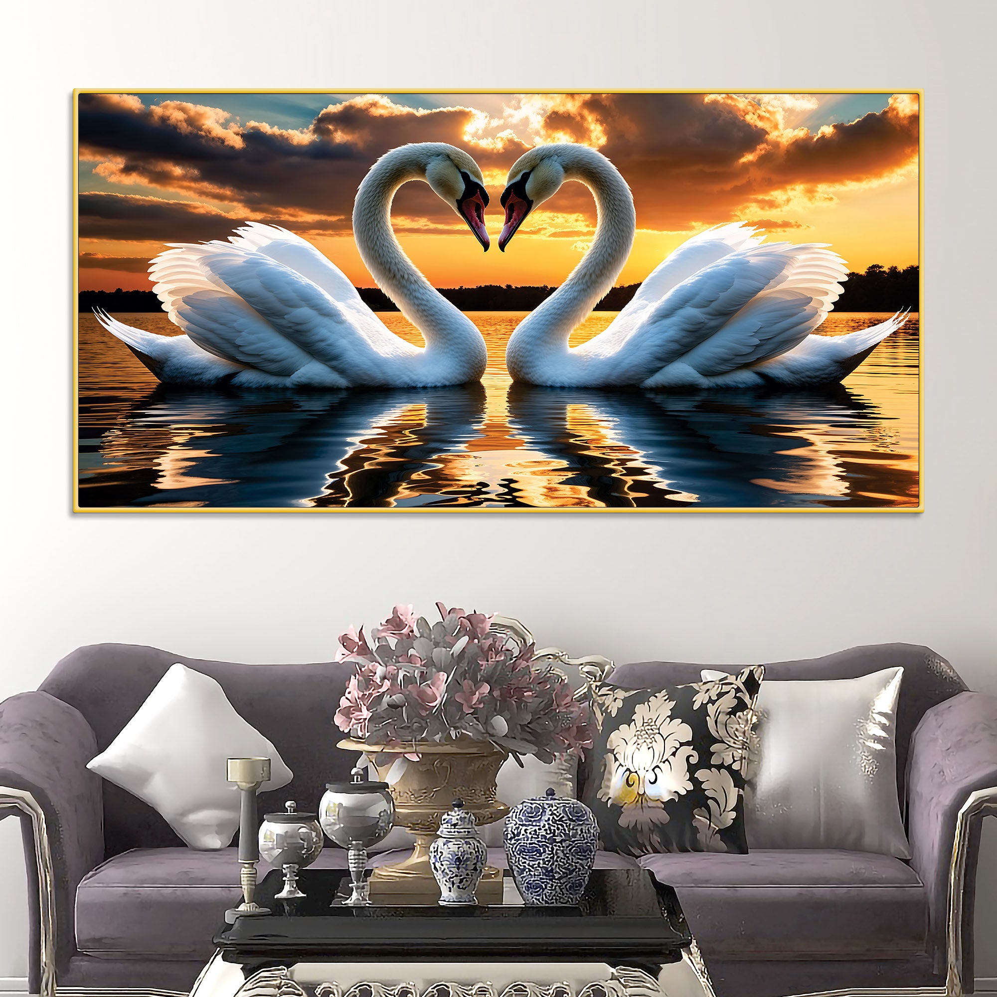 elegant-swan-couple-wall-painting-for-luxury-home-decor