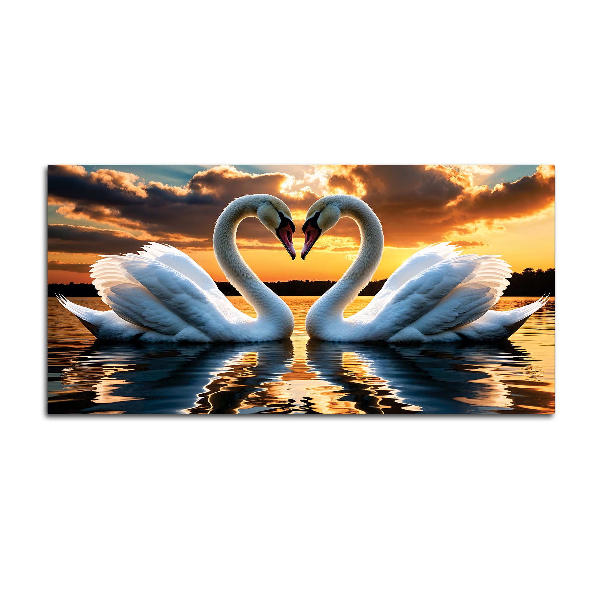 Elegant Swan Couple Wall Painting for Luxury Home Décor