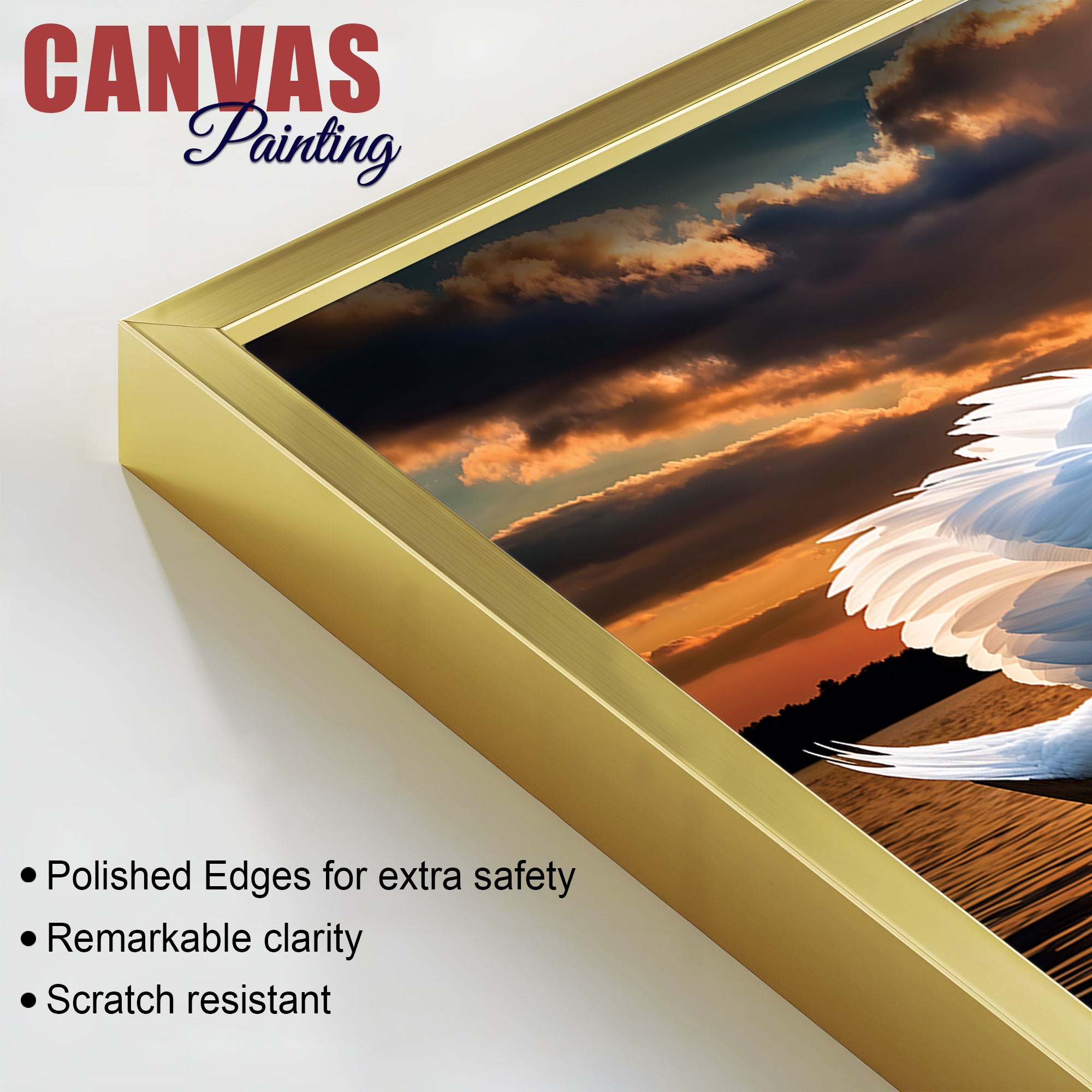 Elegant Swan Couple Wall Painting for Luxury Home Décor