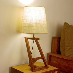 Elegant Table Lamp with Brown Base and Premium White Fabric Lampshade