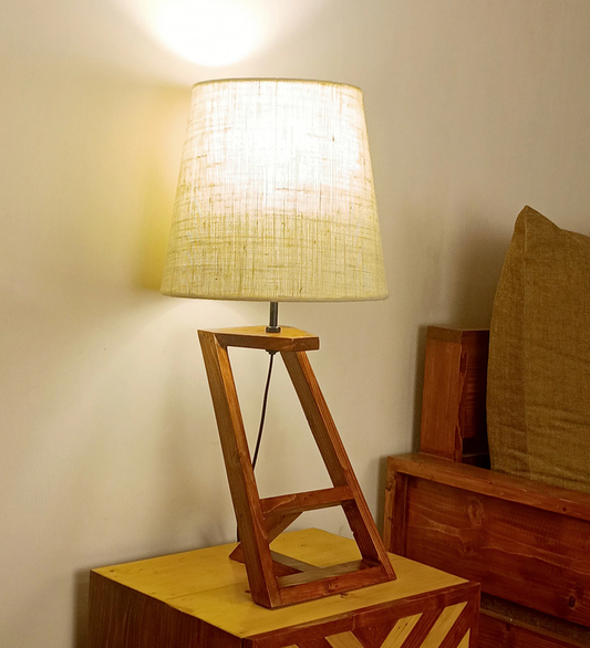 Elegant Table Lamp with Brown Base and Premium White Fabric Lampshade