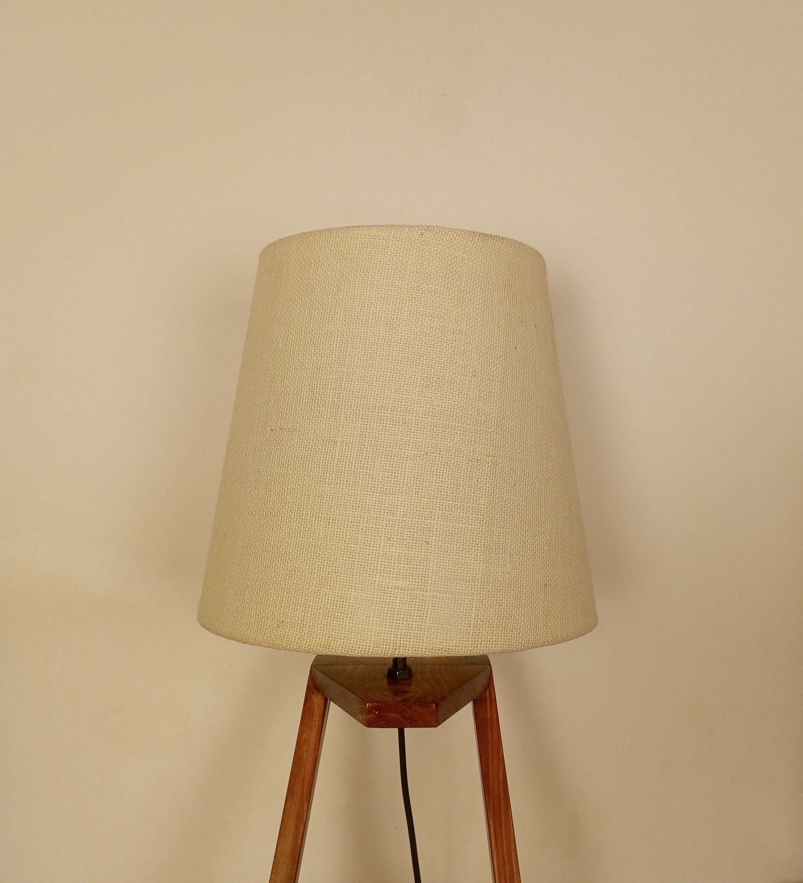 Elegant Table Lamp with Brown Base and Premium White Fabric Lampshade