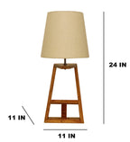 Elegant Table Lamp with Brown Base and Premium White Fabric Lampshade