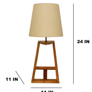 Elegant Table Lamp with Brown Base and Premium White Fabric Lampshade