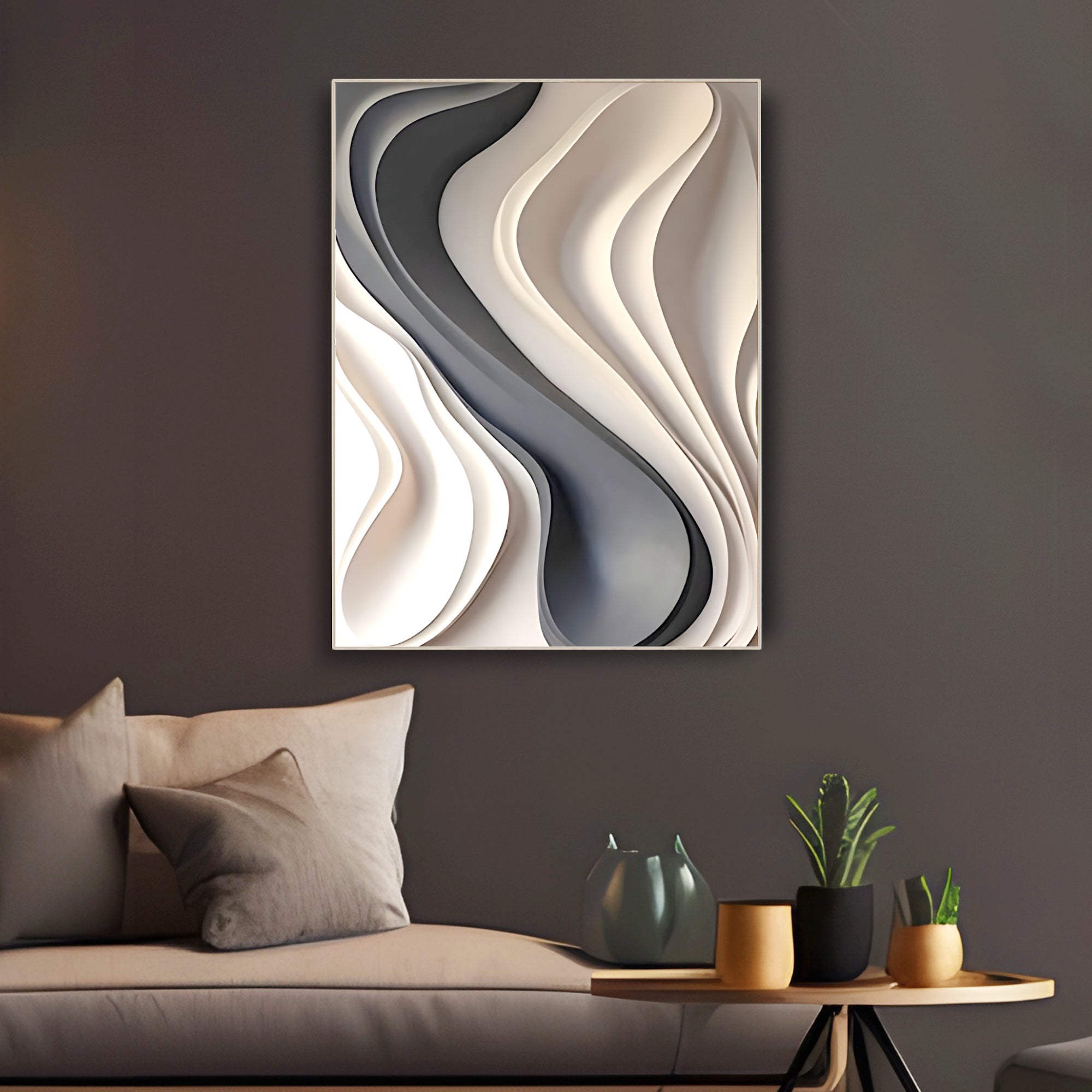 Elegant Textured 3D Wall Decor with Wavy Layered Design