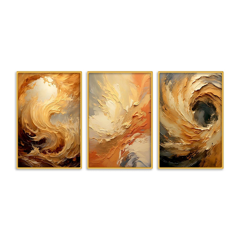Elegant Textured Abstract Canvas Wall Decor Painting Set of Three