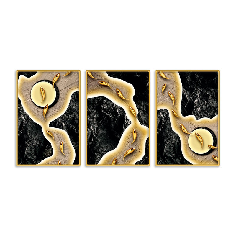 Elegant Textured Abstract Canvas Wall Painting Set of Three
