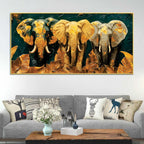 Elegant Three Elephant Canvas Artwork Wall Painting for Home