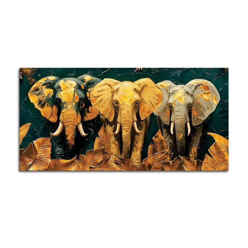 Elegant Three Elephant Canvas Artwork Wall Painting for Home
