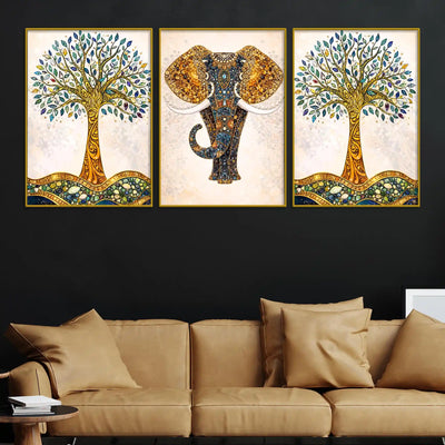 elegant-tree-of-life-with-artistic-elephant-floating-frame-crystal-wall-painting-set-of-3