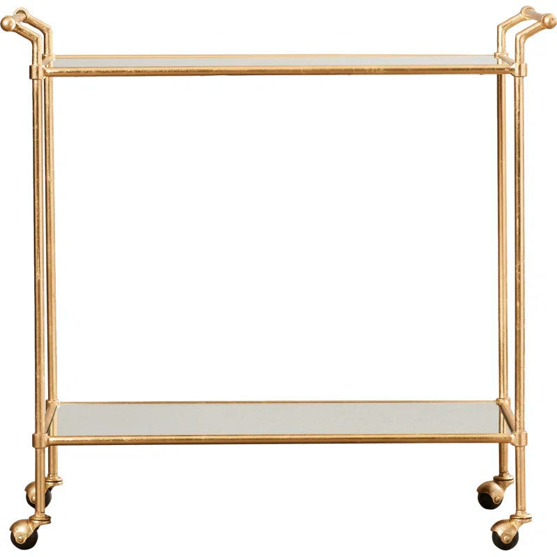 Elegant Two-Tier Gold Bar Trolley with Minimalist Design