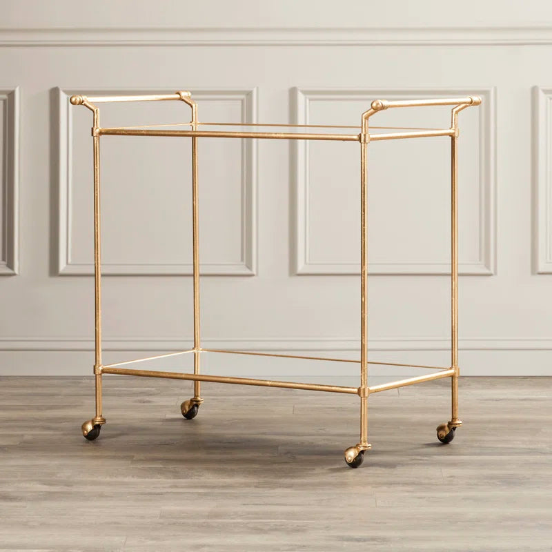 Elegant Two-Tier Gold Bar Trolley with Minimalist Design