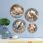 Elegant Vintage Birds Premium Wall Plates Painting Set of Four