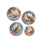 Elegant Vintage Birds Premium Wall Plates Painting Set of Four